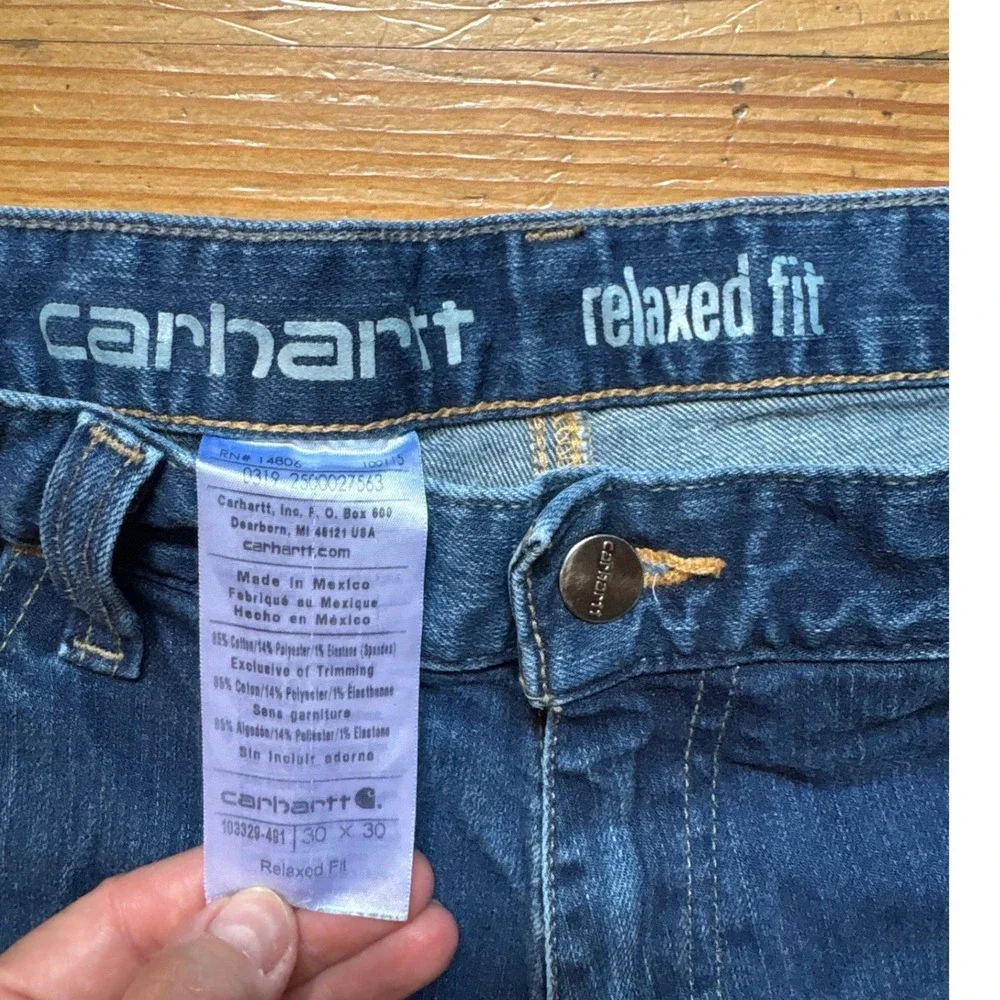 Carhartt Double Front Work Jeans Mens Blue Relaxed Fit Dungaree SIZE 30x30